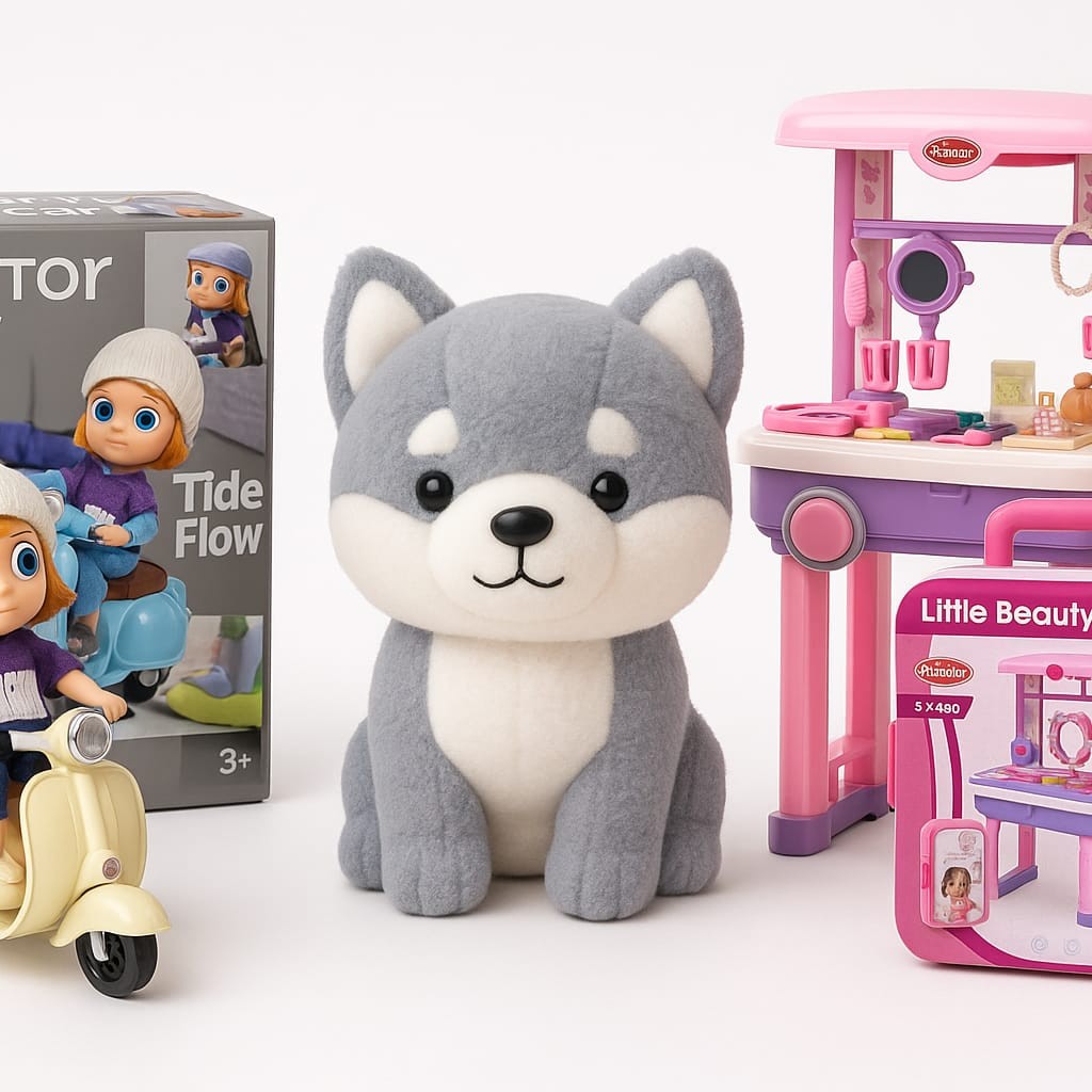 LITTLE BEAUTY AND SOFTY DOG PLUS SCOOTY 3 PICE AM00934NT